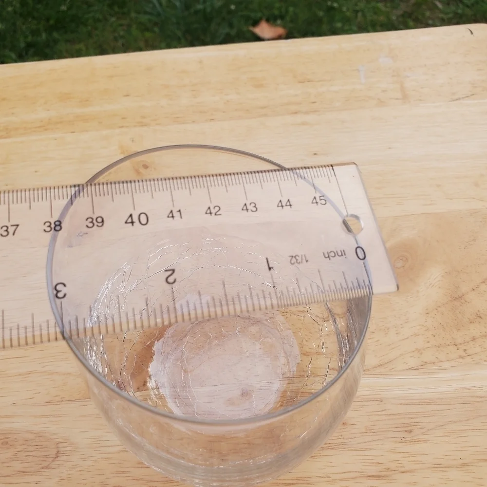 Pier 1 Angled Rim Crackle Stemless Blown clear Glass Cup‎